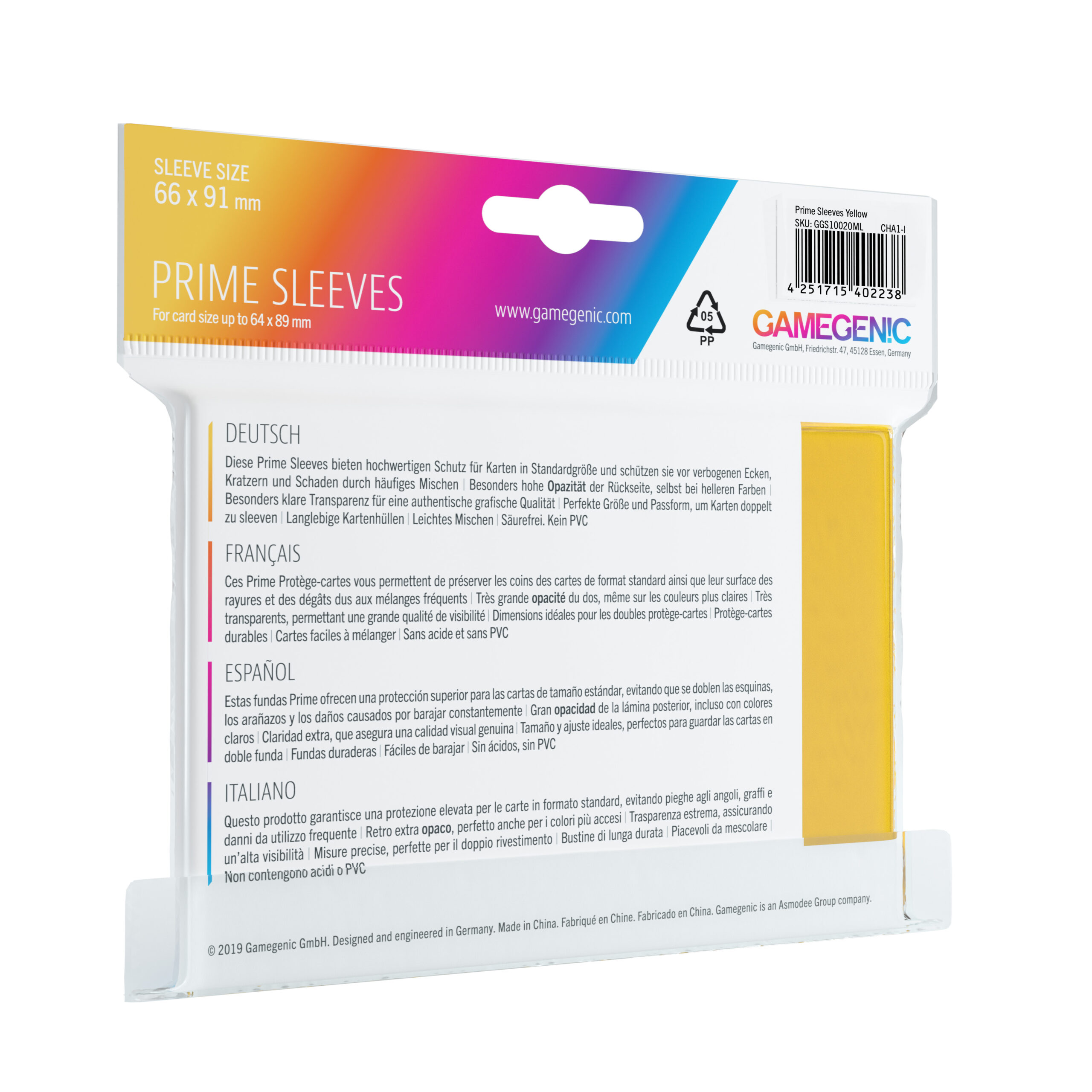 Koszulki na karty TCG - Żółte - Gamegenic Prime CCG Sleeves (66x91 mm) 100 sztuk - obrazek 2