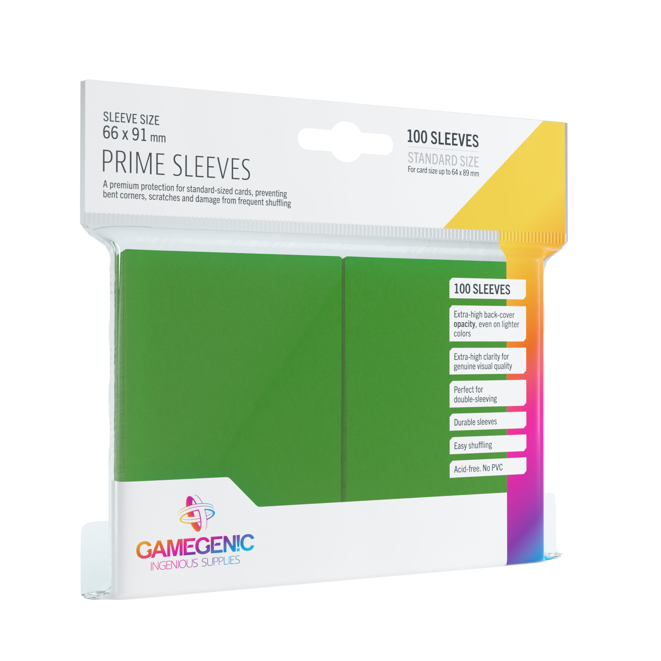 Koszulki na karty TCG Gamegenic Prime CCG Sleeves (66x91 mm) - Zielone - 100 sztuk