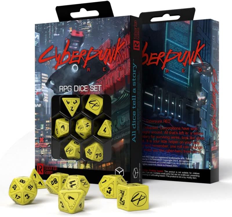 Kości Cyberpunk TCG / Red - Danger Zone - Żółte - obrazek 2