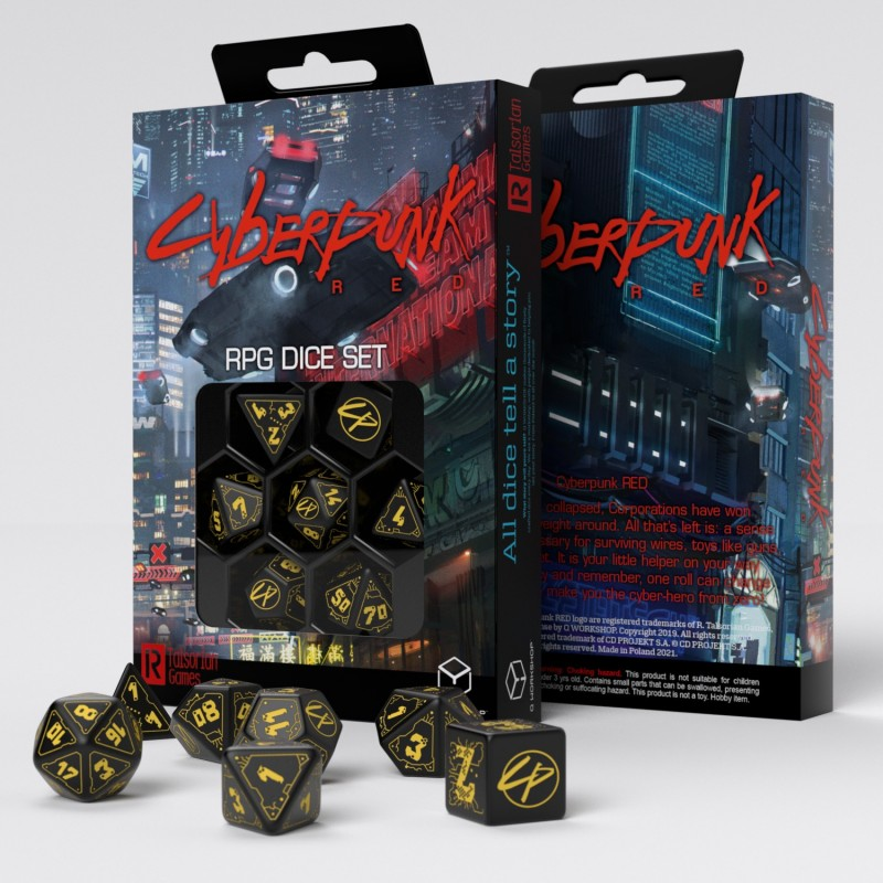 Kości Cyberpunk TCG / Red - Wet Work - Czarne - obrazek 3